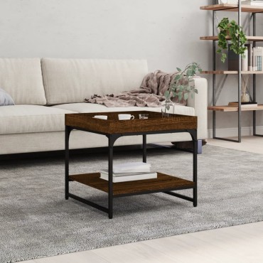 vidaXL Τραπεζάκι Σαλονιού Καφέ Δρυς 49,5x49,5x45cm Επεξεργ. Ξύλο 1 τεμ.