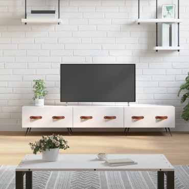 vidaXL Έπιπλο Τηλεόρασης Γυαλ. Λευκό 150x36x30cm Επεξεργασμένο Ξύλο