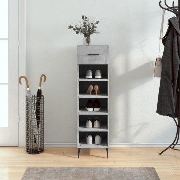 vidaXL Παπουτσοθήκη Γκρι Σκυροδέματος 30x35x105cm Επεξεργασμένο Ξύλο 1 τεμ.