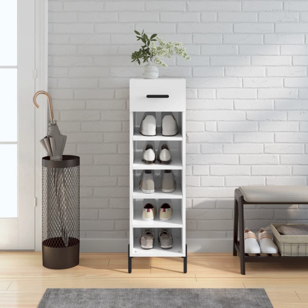 vidaXL Παπουτσοθήκη Γυαλιστερό Λευκό 30x35x105cm Επεξεργασμένο Ξύλο 1 τεμ.