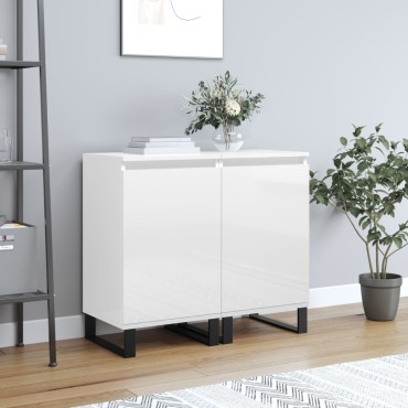 vidaXL Ντουλάπια 2 τεμ. Γυαλιστ. Λευκό 40x35x70cm από Επεξεργ. Ξύλο