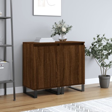 vidaXL Ντουλάπια 2 τεμ. Καφέ Δρυς 40x35x70cm από Επεξεργασμένο Ξύλο