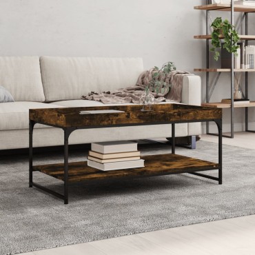 vidaXL Τραπεζάκι Σαλονιού Καπνιστή Δρυς 100x49x45cm Επεξεργ. Ξύλο 1 τεμ.