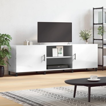 vidaXL Έπιπλο Τηλεόρασης Γυαλ. Λευκό150x30x50cm Επεξεργασμένο Ξύλο