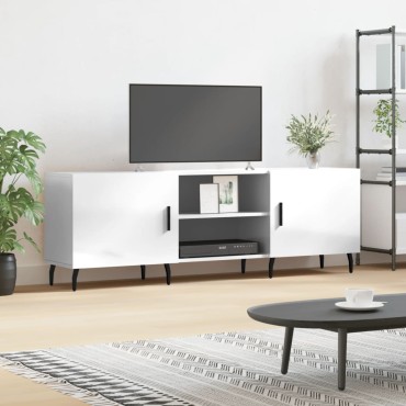 vidaXL Έπιπλο Τηλεόρασης Γυαλ. Λευκό150x30x50cm Επεξεργασμένο Ξύλο