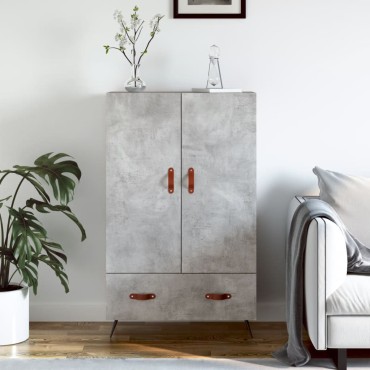 vidaXL Ντουλάπα Γκρι Σκυροδέματος 69,5x31x115cm Επεξεργ. Ξύλο 1 τεμ.