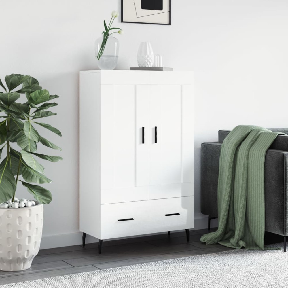 vidaXL Ντουλάπα Γυαλ. Λευκό 69,5x31x115cm από Επεξεργασμένο Ξύλο 1 τεμ.