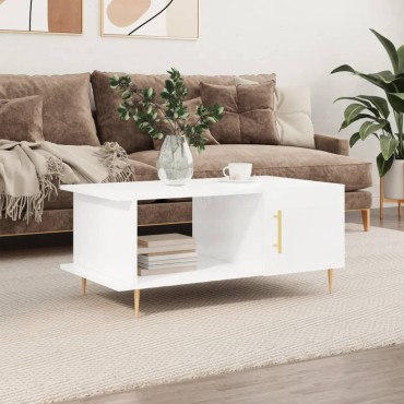 vidaXL Τραπεζάκι Σαλονιού Γυαλ. Λευκό 90x50x40cm Επεξεργ. Ξύλο 1 τεμ.