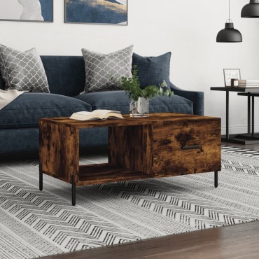 vidaXL Τραπεζάκι Σαλονιού Καπνιστή Δρυς 90x50x40cm Επεξεργασμ. Ξύλο 1 τεμ.