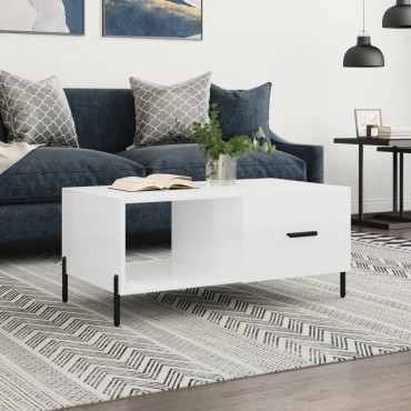 vidaXL Τραπεζάκι Σαλονιού Γυαλ. Λευκό 90x50x40cm Επεξεργ. Ξύλο 1 τεμ.