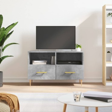 vidaXL Έπιπλο Τηλεόρασης Γκρι Σκυροδέματος 80x36x50cm Επεξεργ. Ξύλο
