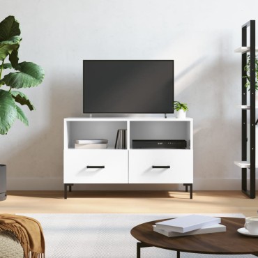 vidaXL Έπιπλο Τηλεόρασης Γυαλ. Λευκό 80x36x50cm Επεξεργασμένο Ξύλο