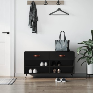vidaXL Παπουτσοθήκη Μαύρη 102x35x55cm από Επεξεργασμένο Ξύλο
