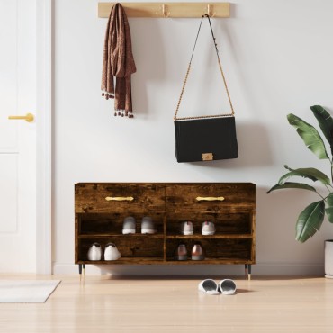vidaXL Παπουτσοθήκη Καπνιστή Δρυς 102x35x55cm από Επεξεργασμένο Ξύλο