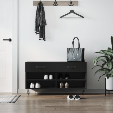 vidaXL Παπουτσοθήκη Μαύρη 102x35x55cm από Επεξεργασμένο Ξύλο
