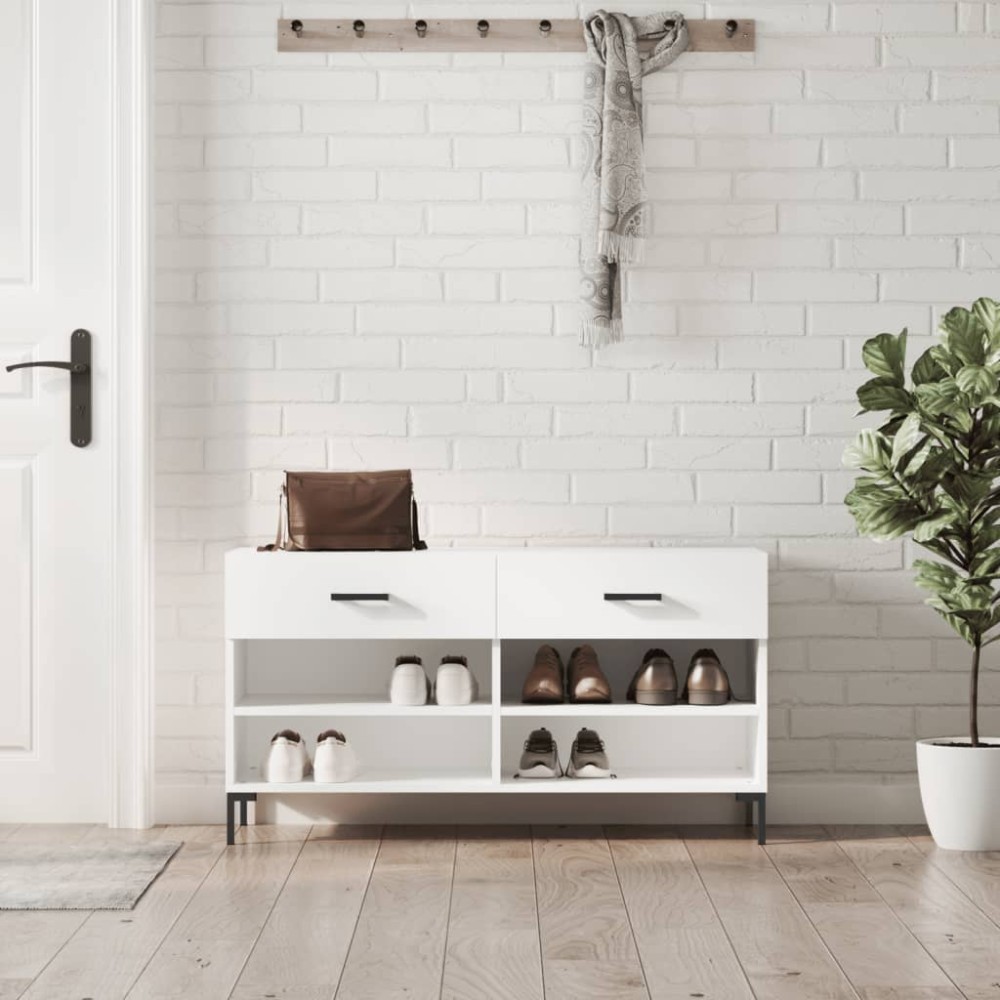 vidaXL Παπουτσοθήκη Λευκή 102x35x55cm από Επεξεργασμένο Ξύλο