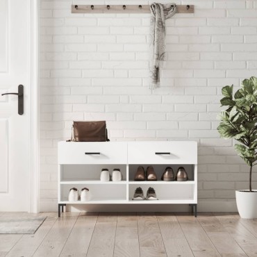 vidaXL Παπουτσοθήκη Λευκή 102x35x55cm από Επεξεργασμένο Ξύλο