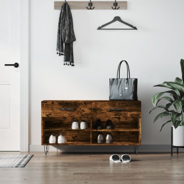 vidaXL Παπουτσοθήκη Καπνιστή Δρυς 102x35x55cm από Επεξεργασμένο Ξύλο