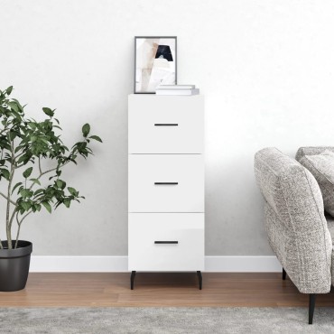 vidaXL Ντουλάπι Γυαλιστερό Λευκό 34,5x34x90cm Επεξεργασμένο Ξύλο 1 τεμ.