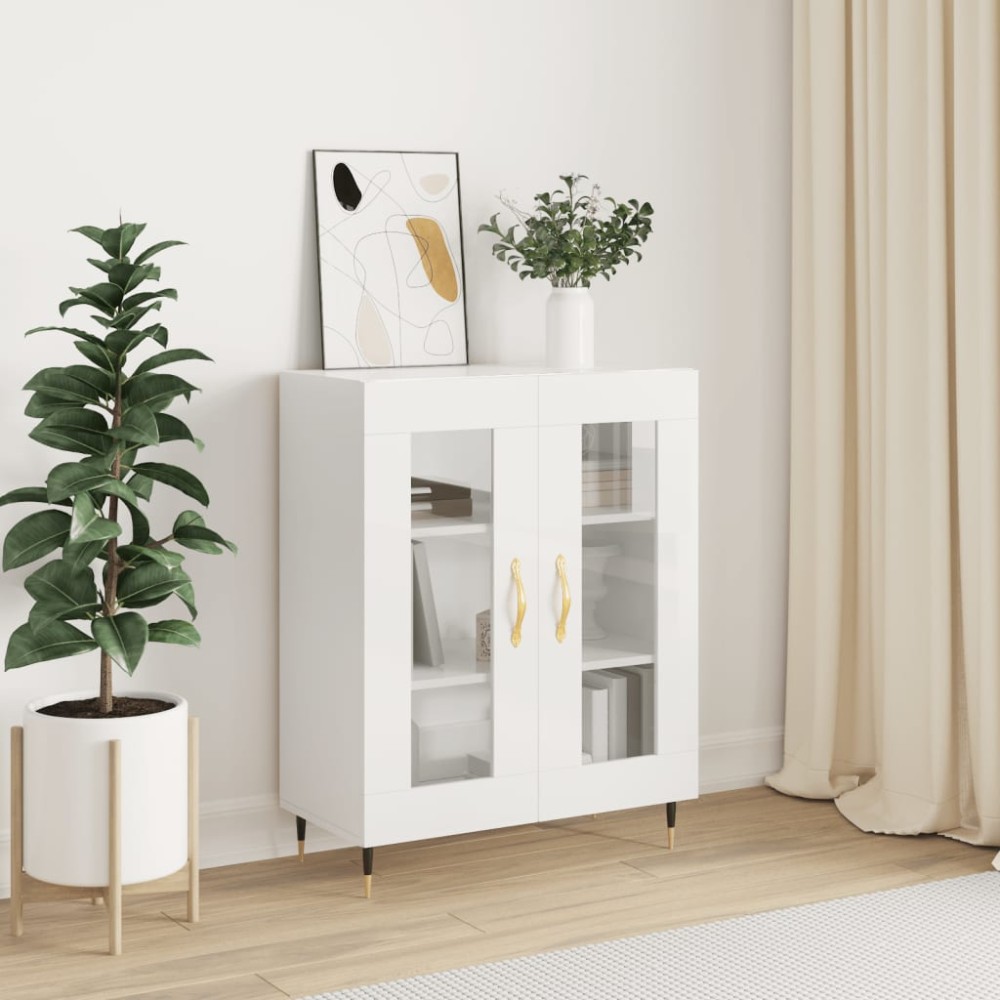 vidaXL Ντουλάπι Γυαλιστερό Λευκό 69,5x34x90cm Επεξεργασμένο Ξύλο 1 τεμ.