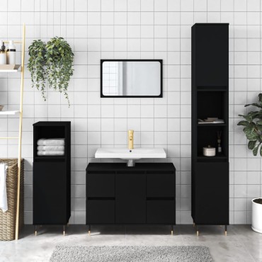 vidaXL Ντουλάπι Μπάνιου Μαύρο 80x33x60cm από Επεξεργασμένο Ξύλο
