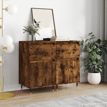 vidaXL Ντουλάπια 2 τεμ. Καπνιστή Δρυς 40x35x70cm από Επεξεργ. Ξύλο