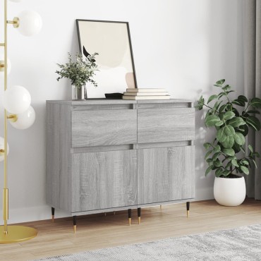 vidaXL Ντουλάπια 2 τεμ. Γκρι Sonoma 40x35x70cm Επεξεργασμένο Ξύλο
