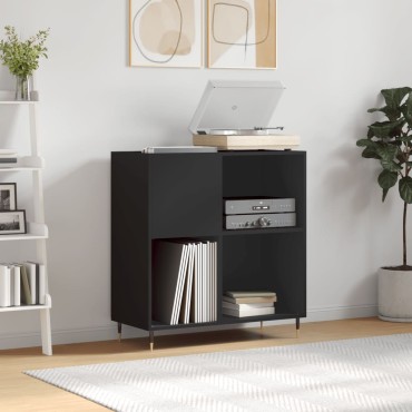 vidaXL Δισκοθήκη Μαύρη 84,5x38x89cm από Επεξεργασμένο Ξύλο
