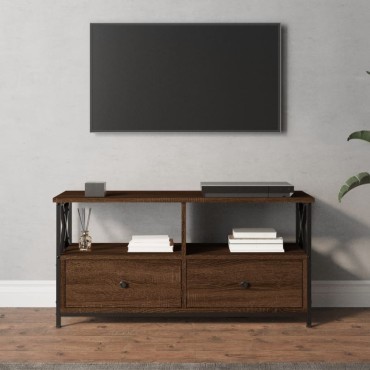 vidaXL Έπιπλο Τηλεόρασης Καφέ Δρυς 90x33x45cm Επεξ. Ξύλο/Σίδερο