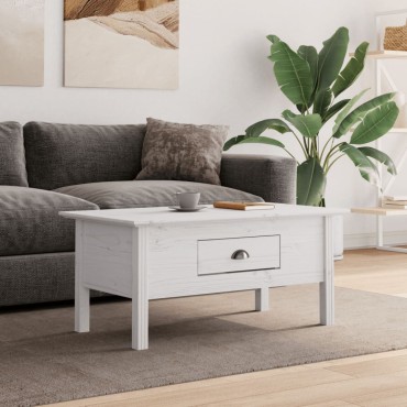 vidaXL Τραπέζι Σαλονιού BODO Λευκό 100x55x46cm Μασίφ Ξύλο Πεύκου 1 τεμ.