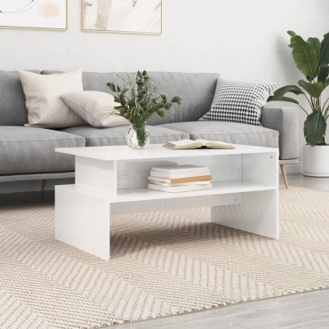 vidaXL Τραπεζάκι Σαλονιού Γυαλ. Λευκό 90x55x42,5cm Επεξεργ. Ξύλο 1 τεμ.