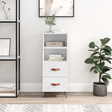 vidaXL Ντουλάπι Γυαλιστερό Λευκό 34,5x34x90cm Επεξεργασμένο Ξύλο 1 τεμ.