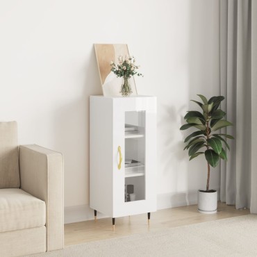 vidaXL Ντουλάπι Γυαλιστερό Λευκό 34,5x34x90cm Επεξεργασμένο Ξύλο 1 τεμ.