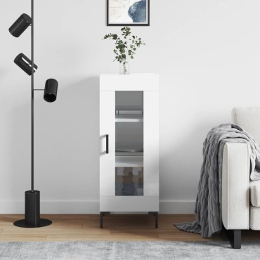 vidaXL Ντουλάπι Γυαλιστερό Λευκό 34,5x34x90cm Επεξεργασμένο Ξύλο 1 τεμ.