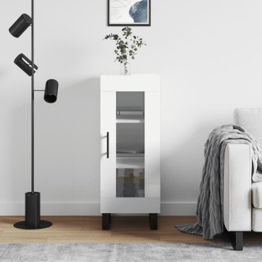 vidaXL Ντουλάπι Γυαλιστερό Λευκό 34,5x34x90cm Επεξεργασμένο Ξύλο 1 τεμ.