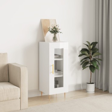 vidaXL Ντουλάπι Γυαλιστερό Λευκό 34,5x34x90cm Επεξεργασμένο Ξύλο 1 τεμ.