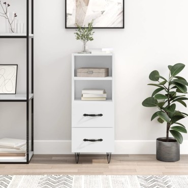 vidaXL Ντουλάπι Γυαλιστερό Λευκό 34,5x34x90cm Επεξεργασμένο Ξύλο 1 τεμ.