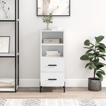 vidaXL Ντουλάπι Γυαλιστερό Λευκό 34,5x34x90cm Επεξεργασμένο Ξύλο 1 τεμ.