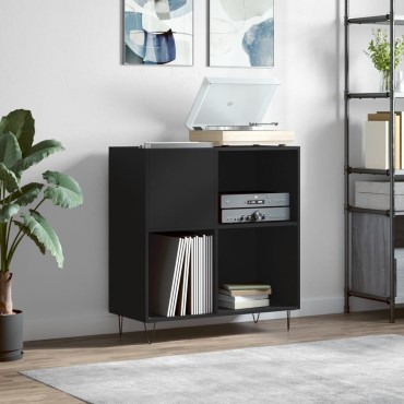 vidaXL Δισκοθήκη Μαύρη 84,5x38x89cm από Επεξεργασμένο Ξύλο