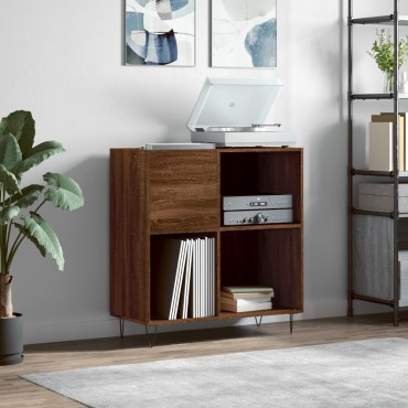 vidaXL Δισκοθήκη Καφέ Δρυς 84,5x38x89cm από Επεξεργασμένο Ξύλο