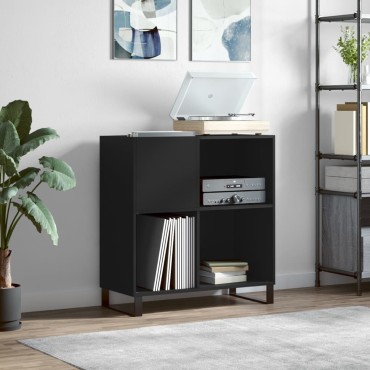 vidaXL Δισκοθήκη Μαύρη 84,5x38x89cm από Επεξεργασμένο Ξύλο