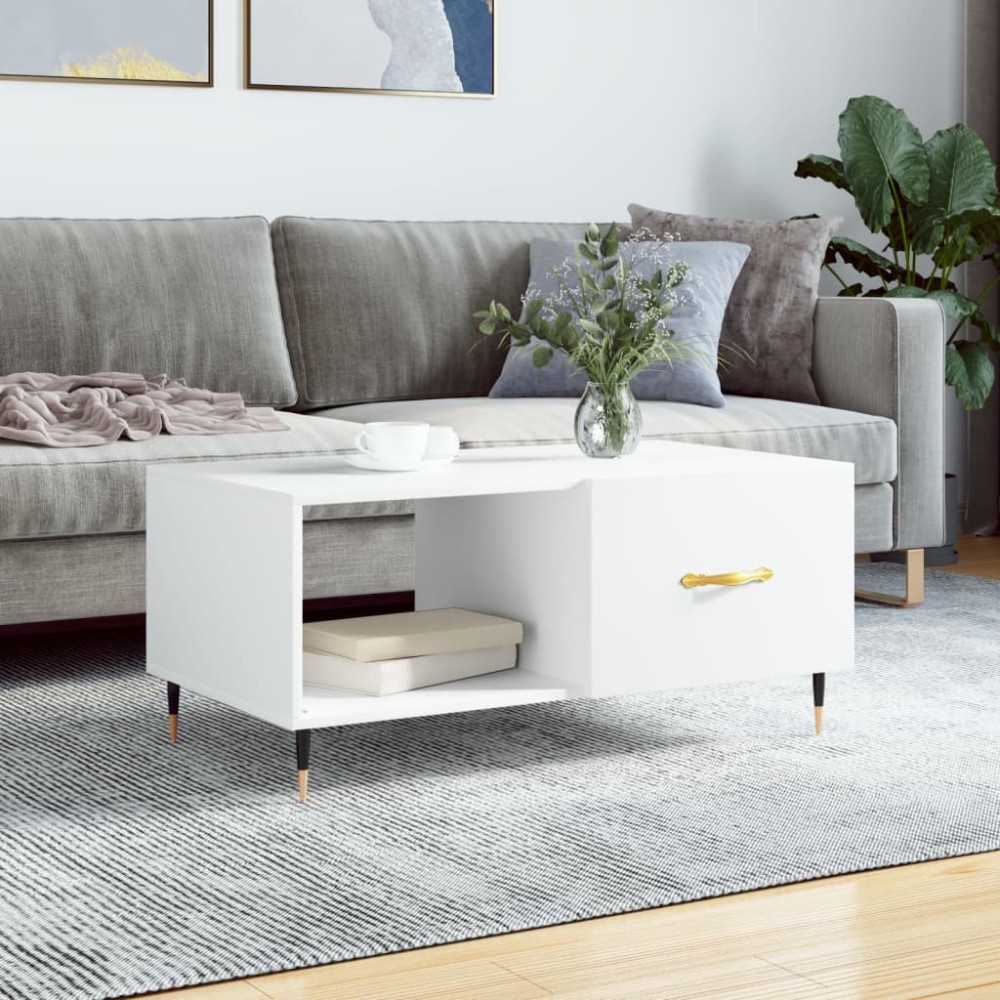 vidaXL Τραπεζάκι Σαλονιού Λευκό 90x50x40cm Επεξεργασμένο Ξύλο 1 τεμ.