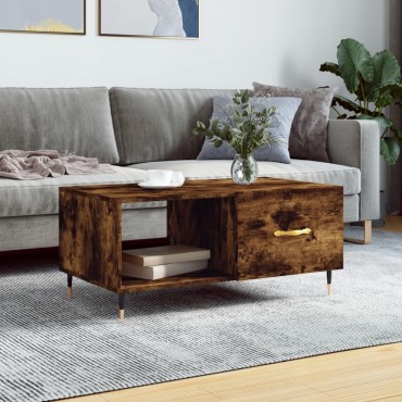 vidaXL Τραπεζάκι Σαλονιού Καπνιστή Δρυς 90x50x40cm Επεξεργασμ. Ξύλο 1 τεμ.