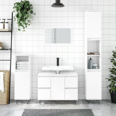 vidaXL Ντουλάπι Μπάνιου Γυαλ. Λευκό 80x33x60cm από Επεξεργ. Ξύλο
