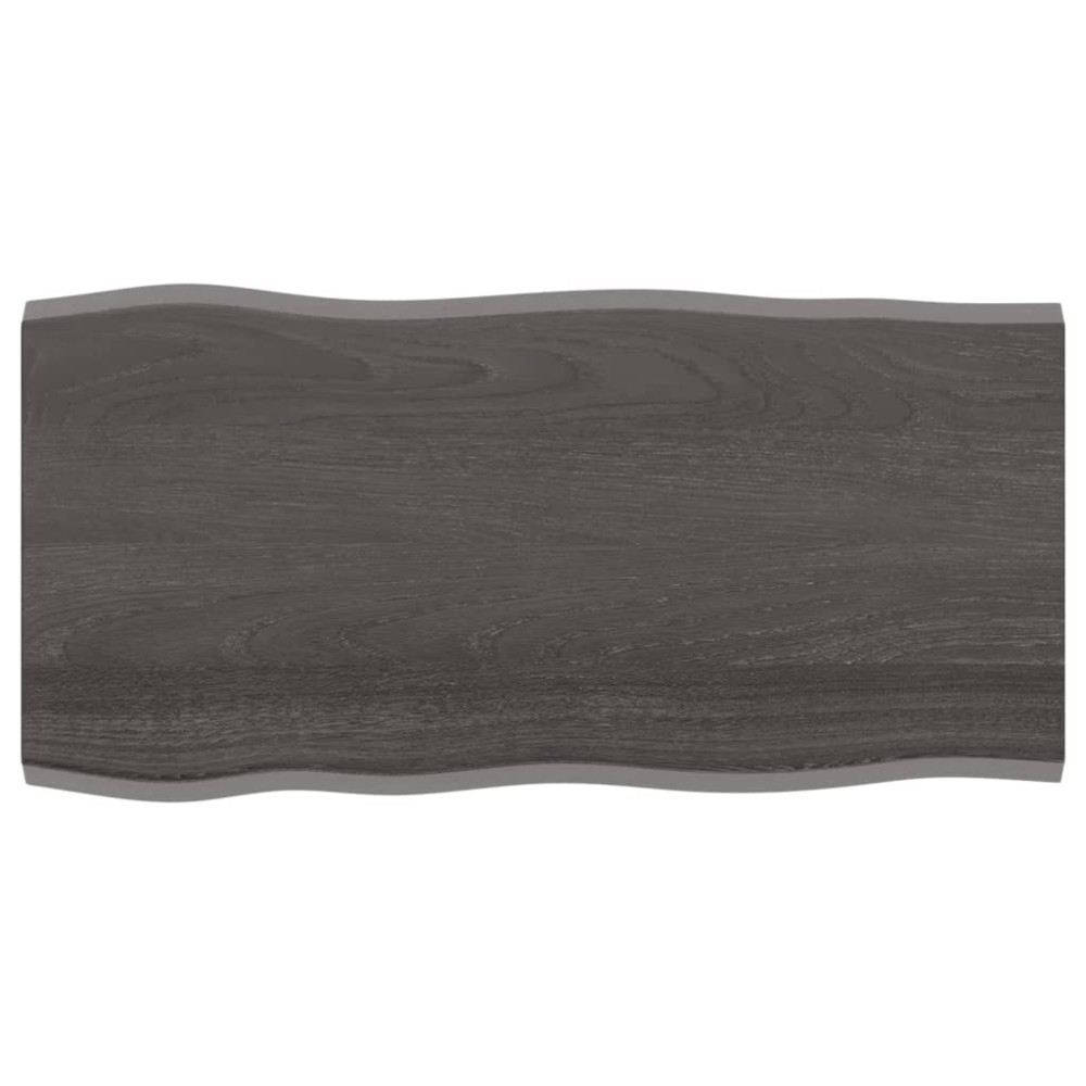 vidaXL Επιφ Τραπεζιού Σκ Καφέ100x50x2cm Επ Μασίφ Ξύλο Δρυός Live Edge 1 τεμ.