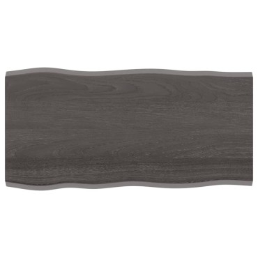 vidaXL Επιφ Τραπεζιού Σκ Καφέ100x50x2cm Επ Μασίφ Ξύλο Δρυός Live Edge 1 τεμ.