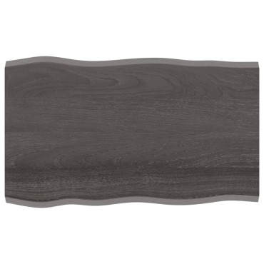 vidaXL Επιφ Τραπεζιού Σκ Καφέ100x60x2cm Επ Μασίφ Ξύλο Δρυός Live Edge 1 τεμ.
