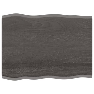 vidaXL Επιφ Τραπεζιού Σκ Καφέ 80x60x2cm Επ Μασίφ Ξύλο Δρυός Live Edge 1 τεμ.