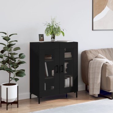 vidaXL Συρταριέρα Μαύρη 69,5x34x90cm από Επεξεργασμένο Ξύλο 1 τεμ.