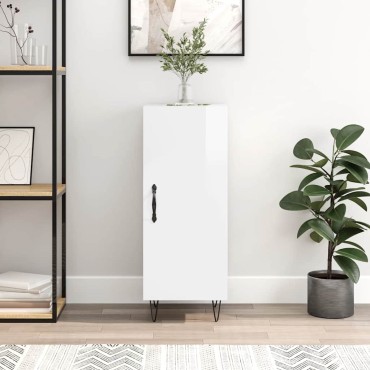 vidaXL Ντουλάπι Γυαλιστερό Λευκό 34,5x34x90cm Επεξεργασμένο Ξύλο 1 τεμ.